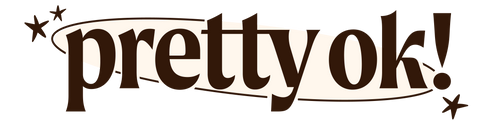 Logo with 'pretty ok!' text on a white background