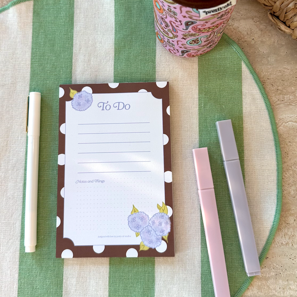Hydrangea To Do List Notepad